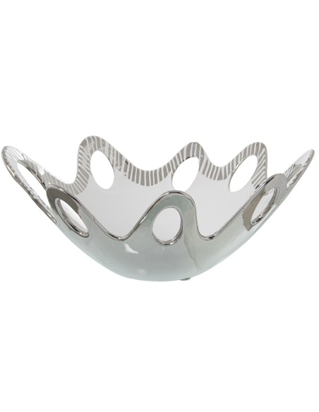 Centro de cerámica blanco y plata