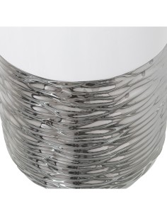 Jarrón de cerámica grande en blanco y plata 2