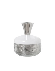 Jarrón de cerámica pequeño plata y blanco