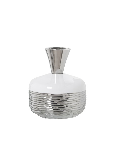 Jarrón de cerámica pequeño plata y blanco