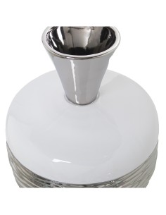 Jarrón de cerámica pequeño plata y blanco 2