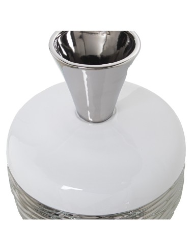 Jarrón de cerámica pequeño plata y blanco