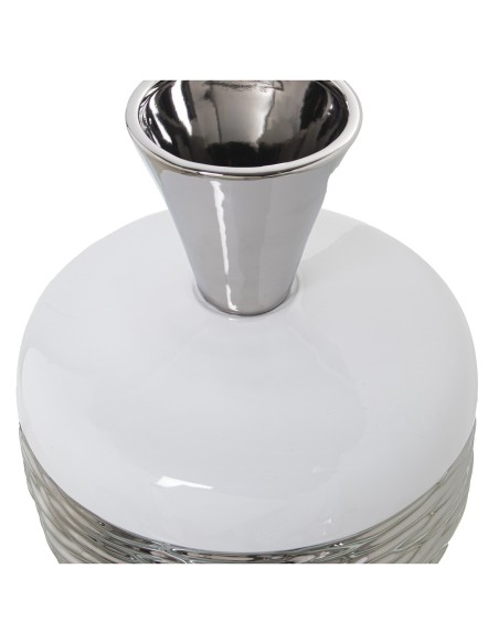 Jarrón de cerámica pequeño plata y blanco