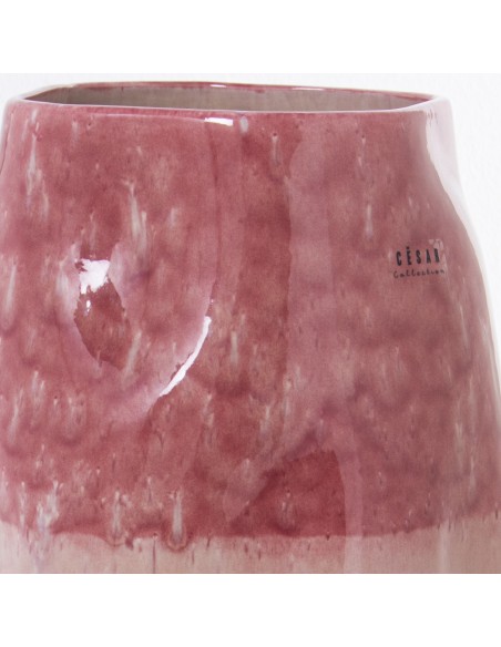 Jarrón de cerámica grande en rosa tricolor