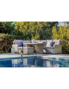 Conjunto de Jardín Sofá, Mesa y 2 taburetes Ratán 2