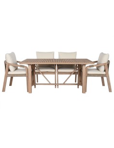 Conjunto de mesa y 6 sillas de madera acacia 2