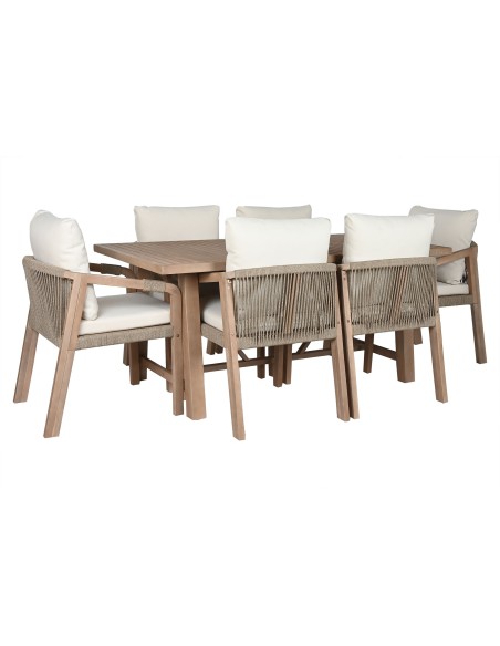 Conjunto de Jardín Mesa y 6 Sillas Madera Acacia