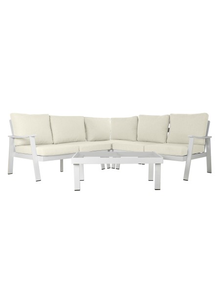 Conjunto sofá de aluminio en blanco