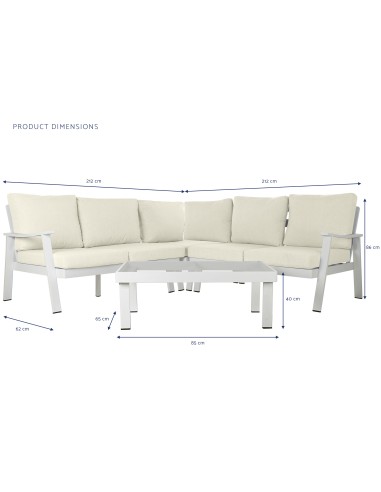 Conjunto de Jardín Sofá rinconera y Mesa Blanco