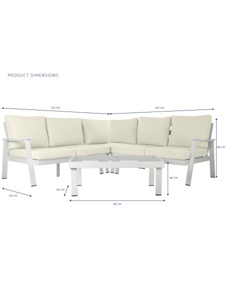 Conjunto de Jardín Sofá rinconera y Mesa Blanco