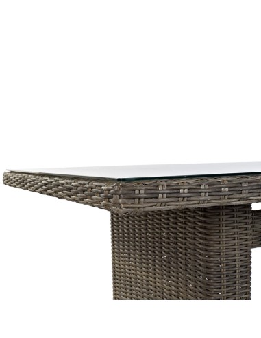 Conjunto de Jardín Mesa y 6 Sillas de Ratán marrón