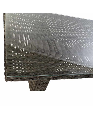 Conjunto de Jardín Mesa y 6 Sillas de Ratán marrón