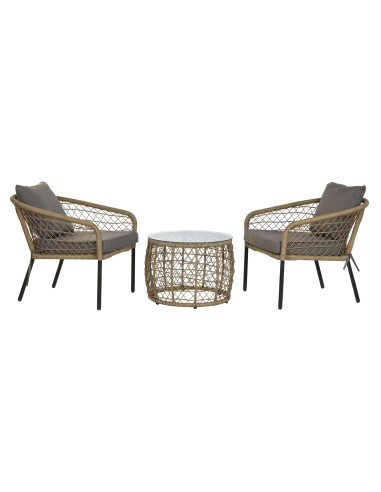 Conjunto de jardín 3 pzas ratán sintético