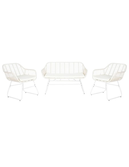 Conjunto jardín de 4 pzas ratán blanco