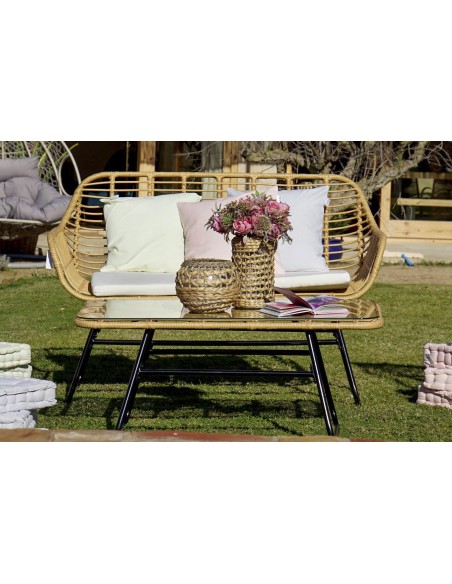 Conjunto jardín 4 pzas ratán natural