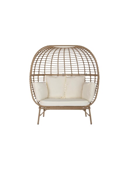 Sillón jardín acero y ratán sintético natural.