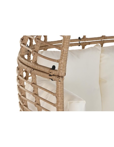 Sillón jardín acero y ratán sintético natural.