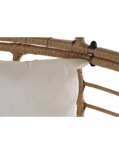 Sillón jardín acero y ratán sintético natural.