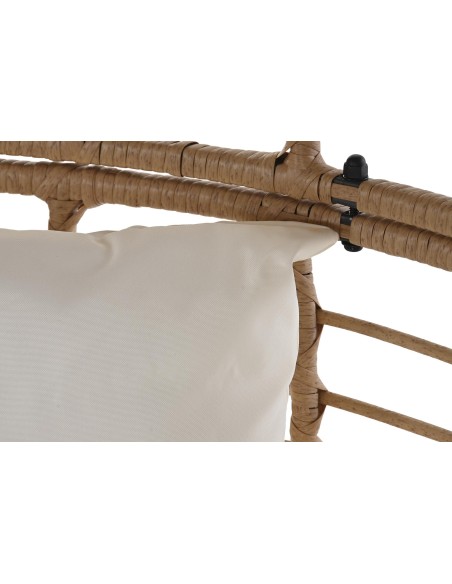 Sillón jardín acero y ratán sintético natural.