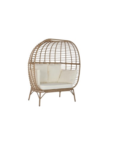 Sillón jardín acero y ratán sintético natural.