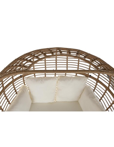 Sillón jardín acero y ratán sintético natural.