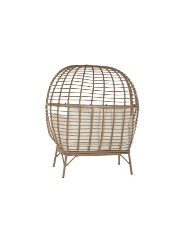 Sillón jardín acero y ratán sintético natural.