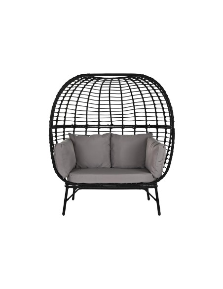 Sillón jardín acero y ratán sintético en negro.