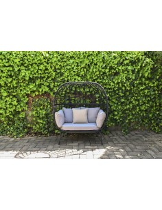 Sillón jardín acero y ratán sintético en negro. 2