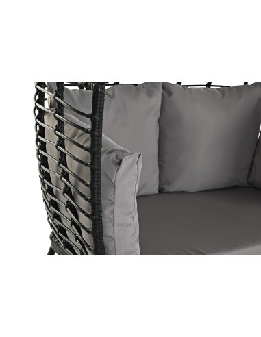 Sillón jardín acero y ratán sintético en negro.