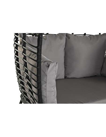 Sillón jardín acero y ratán sintético en negro.