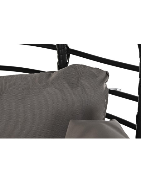 Sillón jardín acero y ratán sintético en negro.