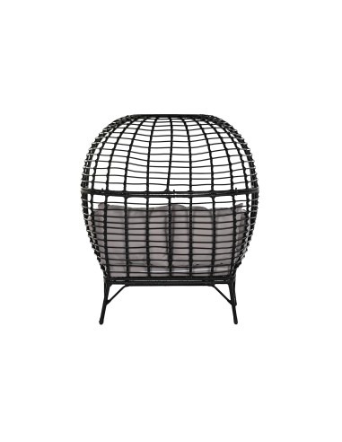 Sillón jardín acero y ratán sintético en negro.