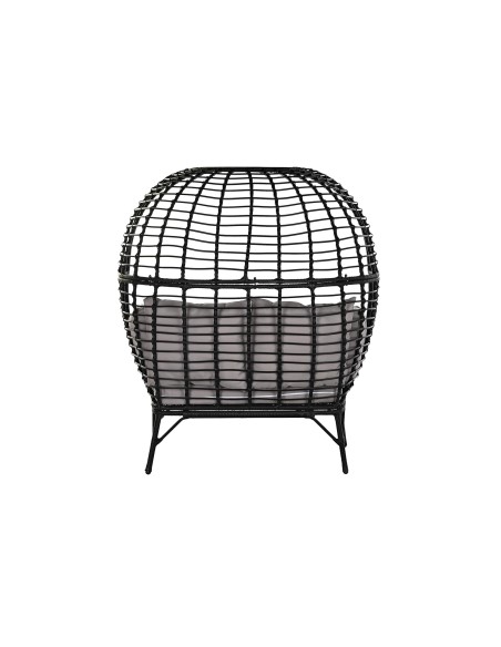 Sillón jardín acero y ratán sintético en negro.