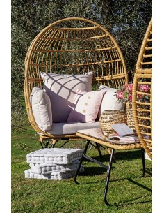 Sillón jardín metal y ratán sintético natural 2