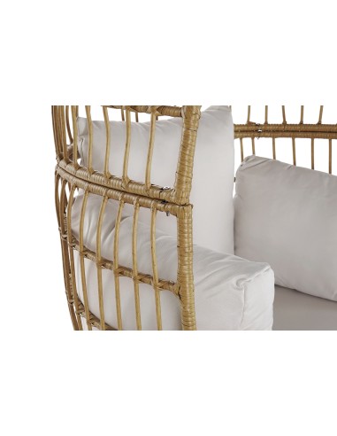 Sillón jardín metal y ratán sintético natural