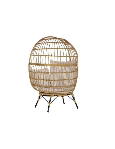 Sillón jardín metal y ratán sintético natural