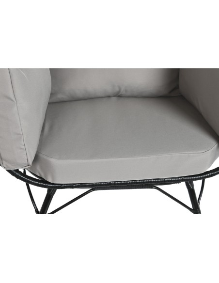 Sillón jardín metal ratán sintético negro.