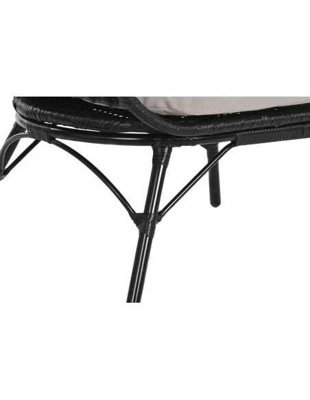 Sillón jardín metal ratán sintético negro.