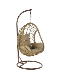 Sillón jardín colgante de aluminio y ratán natural.