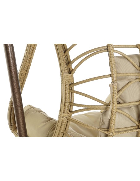 Sillón jardín colgante de aluminio y ratán natural.