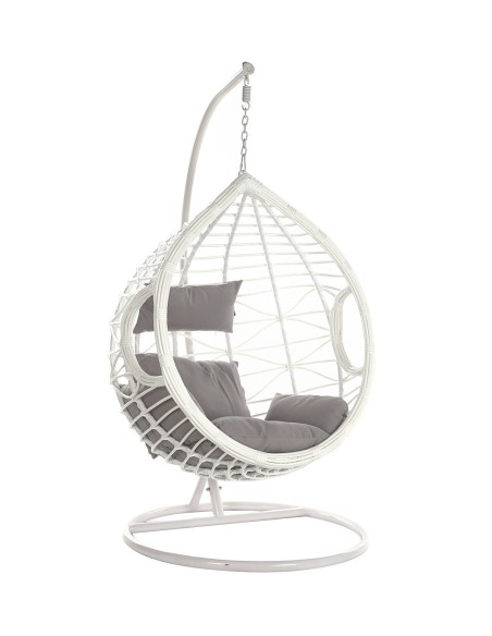 Sillón colgante de aluminio y ratán sintético blanco