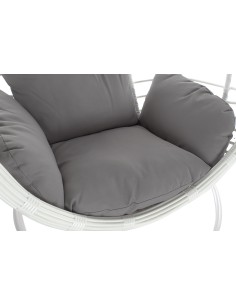 Sillón colgante de aluminio y ratán sintético blanco 2