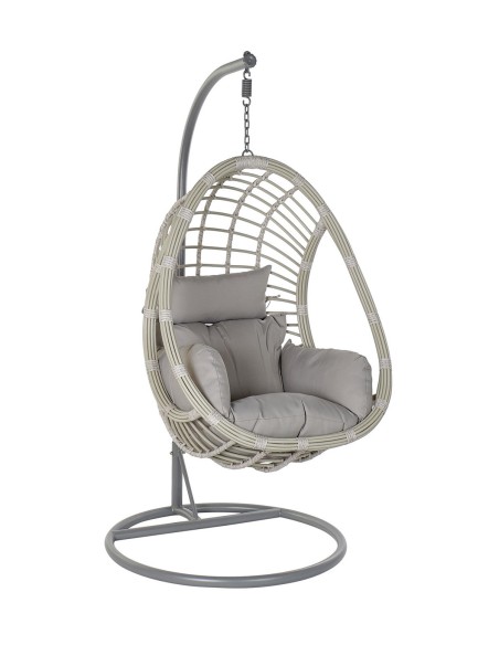 Sillón colgante de aluminio y ratán sintético gris