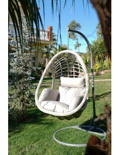 Sillón colgante de aluminio y ratán sintético gris 2