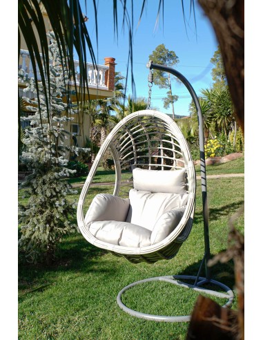 Sillón colgante de aluminio y ratán sintético gris