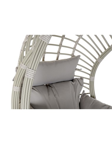 Sillón colgante de aluminio y ratán sintético gris