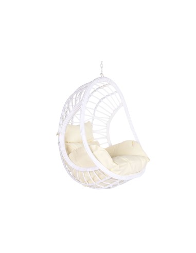 Sillón jardín colgante de ratán blanco sin base.