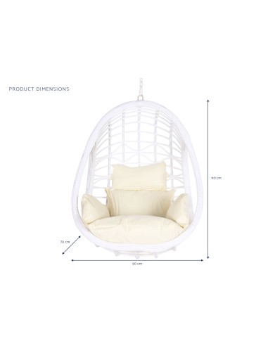 Sillón jardín colgante de ratán blanco sin base.
