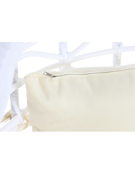 Sillón jardín colgante de ratán blanco sin base.