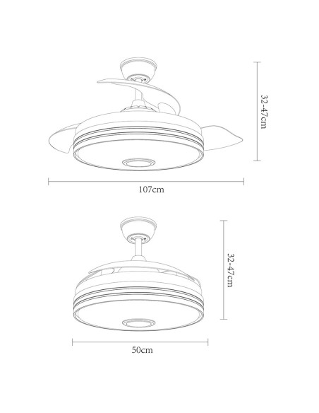 Ventilador de Techo con Luz led y Aspas retráctiles